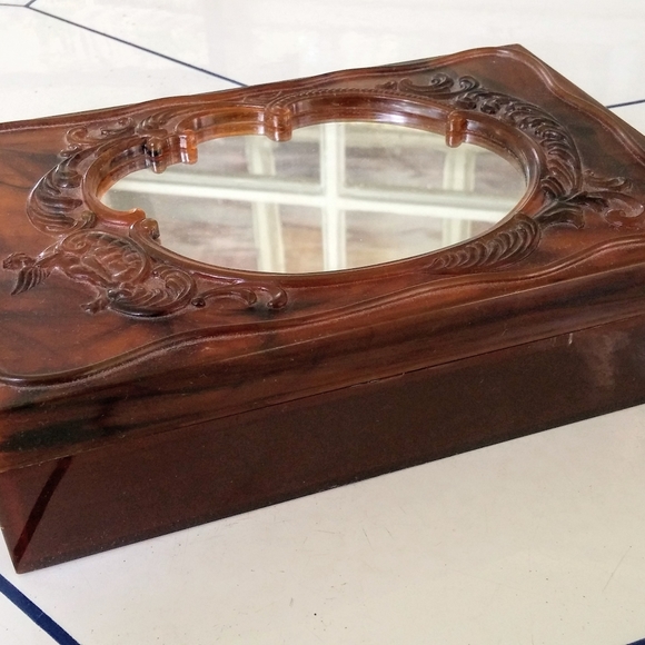 Vintage Vanity Mirror Makeup Faux Tortoise… - Picture 2 of 8